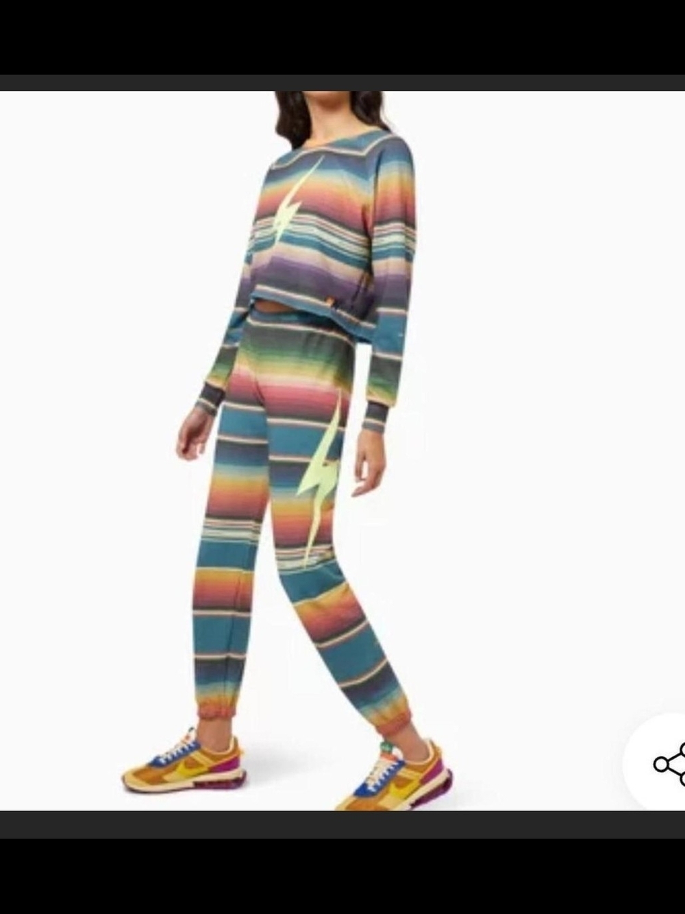 Aviator Nation Serape Striped Sweatshirt and Swestpants Set w/ Lightening Bolt ⚡